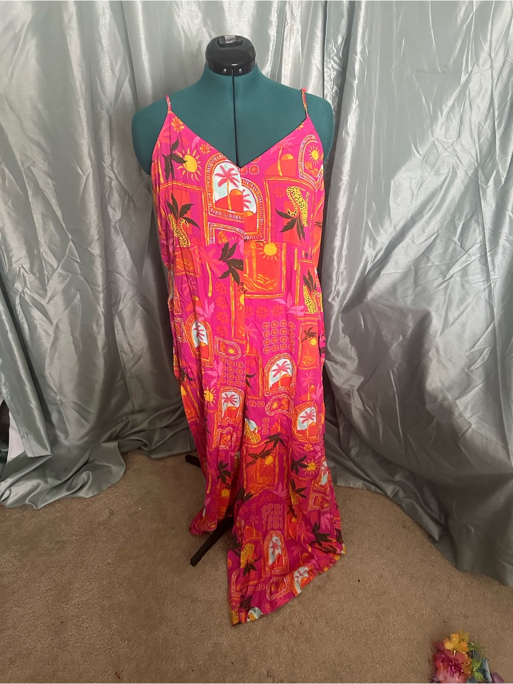 Old Navy Vibrant Pink Tropical jumpsuit